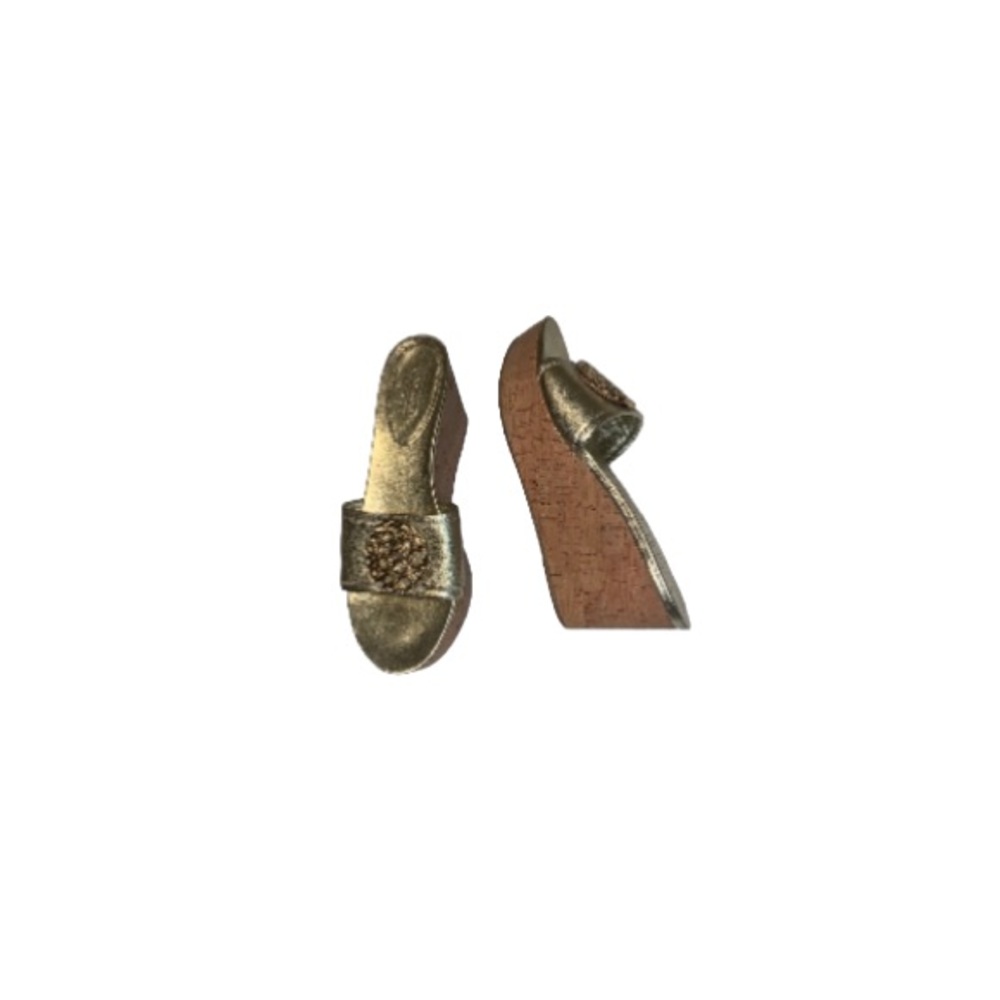 Coach “Judith” Gold Leather Cork Wedges - Women’s Size 7